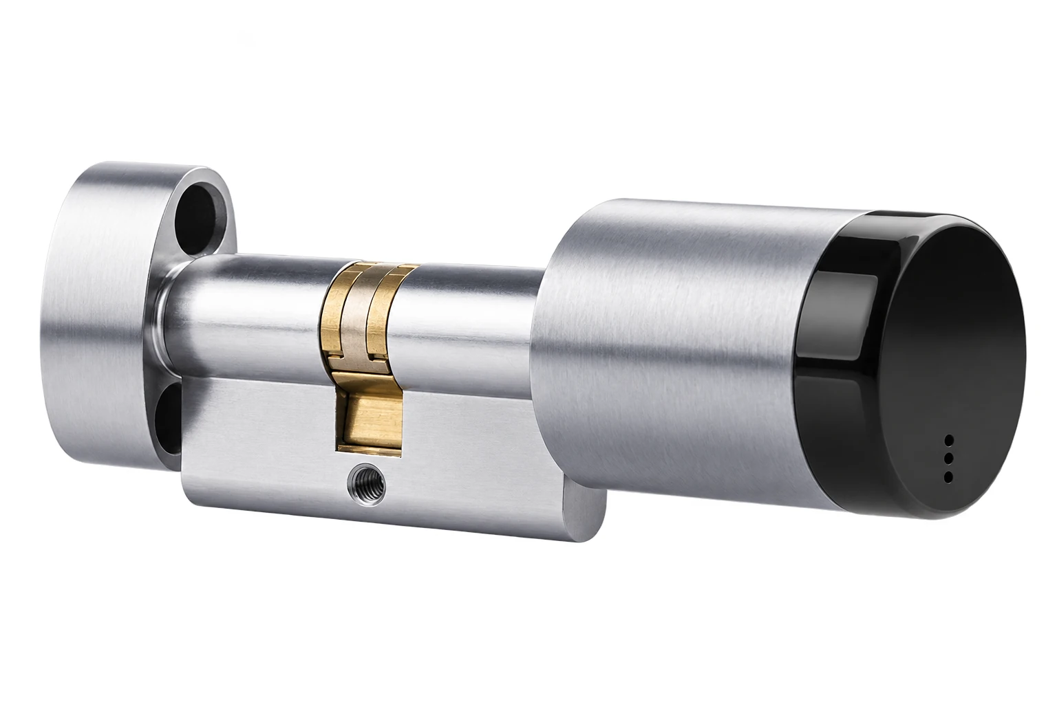 SMARTair E-Cylinder PWO DIN - Dobbel m/knop Rustfri/Sort +0+0 MIFARE Rustfrit look produktbillede til SMARTair adgangskontrol
