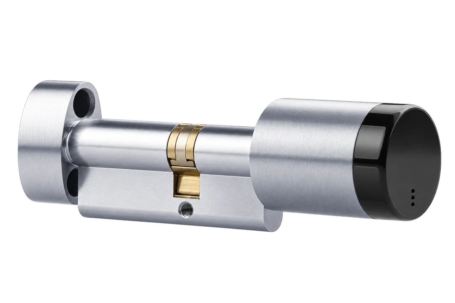 SMARTair E-Cylinder PWO DIN - Dobbel m/knop Rustfri/Sort +15+0 MIFARE Rustfrit look produktbillede til SMARTair adgangskontrol