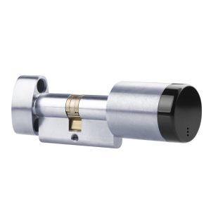 SMARTair Zys DIN dobb E-cyl. m. knop. Indv. RFL, +15+15, Mifare Rustfrit look produktbillede til SMARTair adgangskontrol